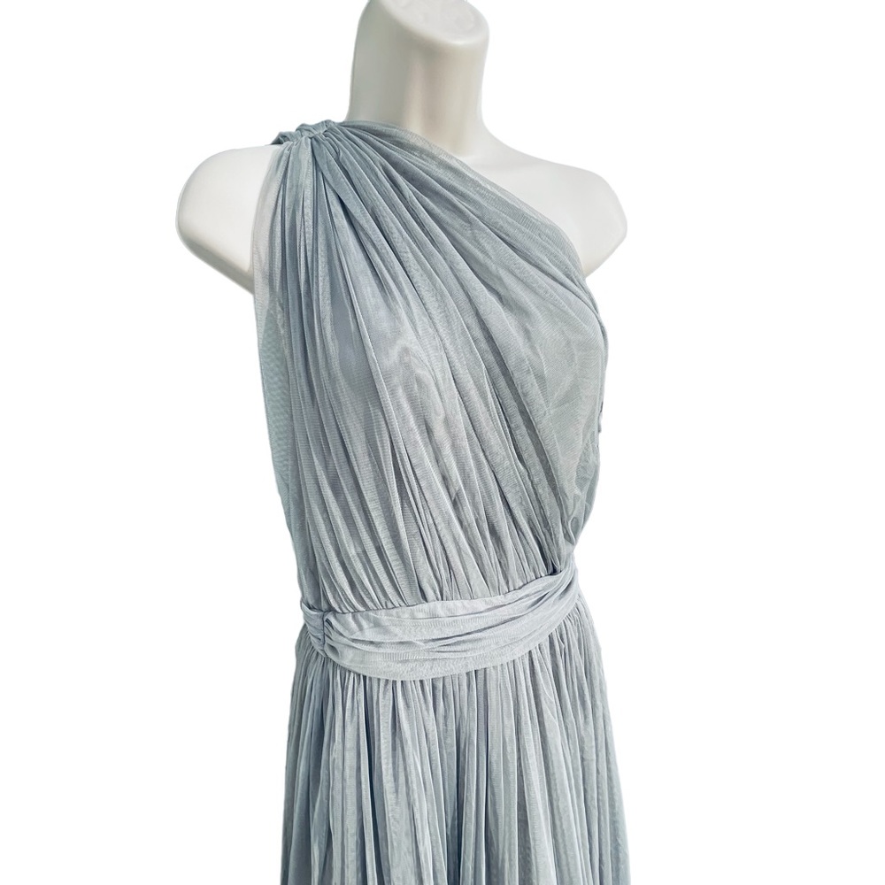 New! ASOS Premium Tulle One Strap Dress Maxi Formal Grey Silver size 8 Med 8889 - Picture 11 of 15